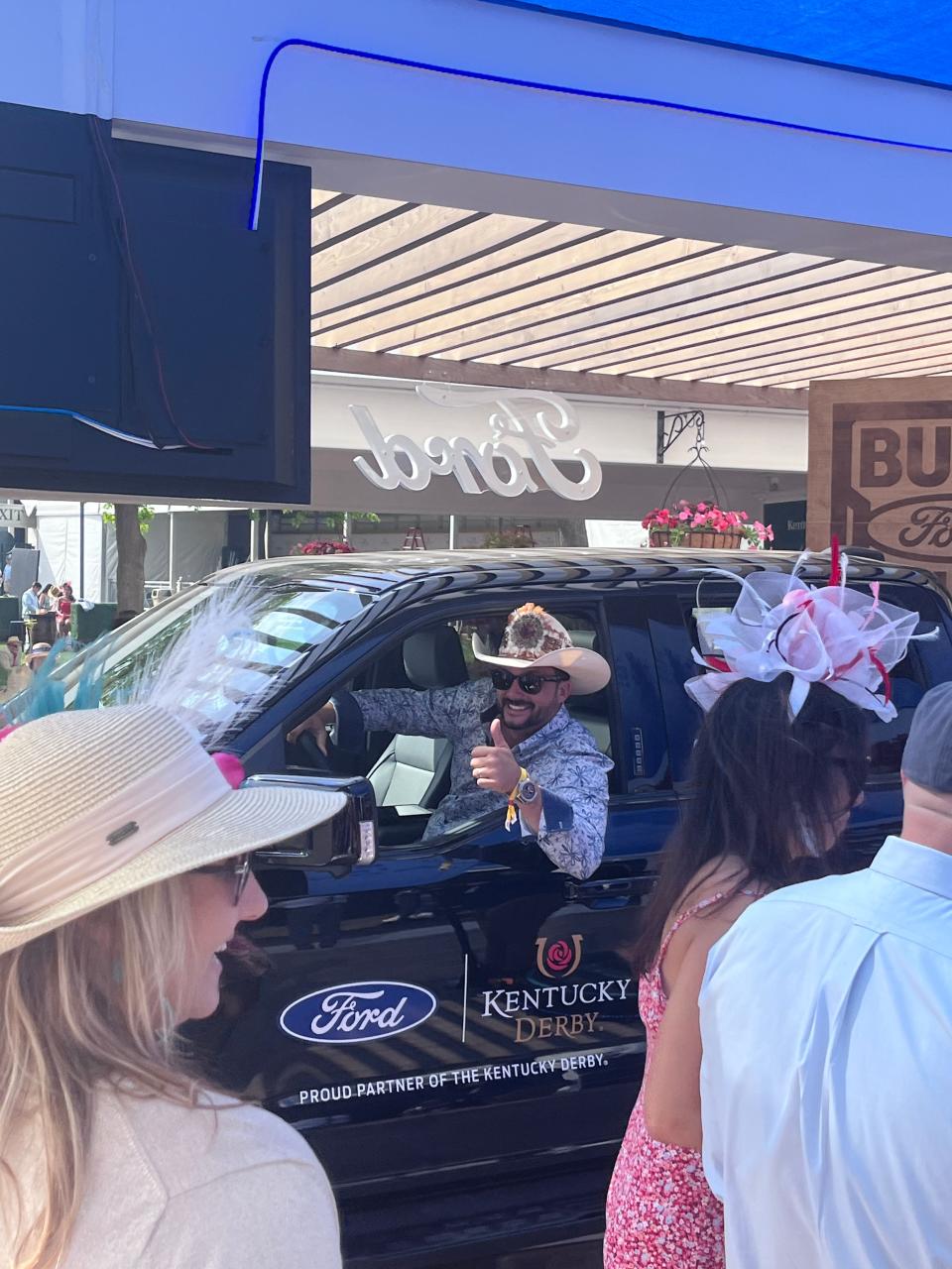 Stephen Chapman had some fun honking the horn of the new, all-electric F-150 at Ford’s 360 video booth at the Derby. However, the 2013 Ranger owner said he’s still skeptical about the capabilities of the future of Ford’s trucks.