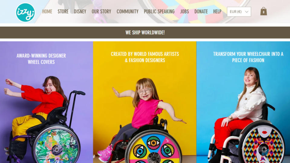 screenshot of izzy wheels website