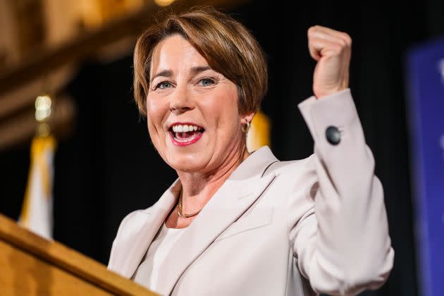 Maura Healey celebrates her historic win as Massachusetts' first female governor in the Grand Ballroom at Copley Hotel. 