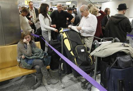Passengers queue in Terminal 3 at Heathrow Airport in west London December 7, 2013. REUTERS/Luke MacGregor