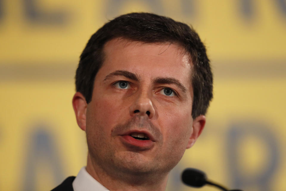 Democratic presidential candidate Pete Buttigieg speaks during the African American Leadership Summit Thursday, June 6, 2019, in Atlanta. (AP Photo/John Bazemore)