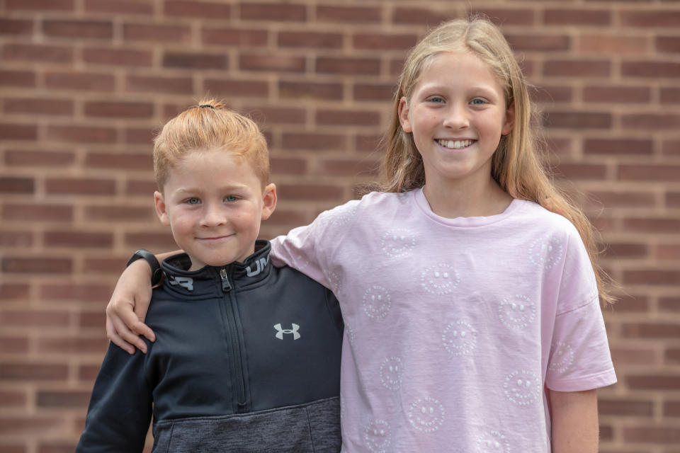 Quick thinking kids Jude and Sadie Waters saved their dad's life. (SWNS)