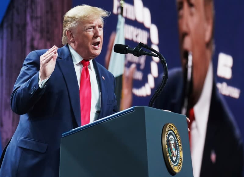 U.S. President Trump speaks at the American Farm Bureau Federation Annual Convention and Trade Show in Austin