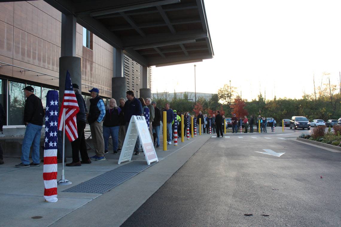 Lexington voters line up to cast their ballot early at the Lexington Senior Center on Thursday, Nov. 3, 2022.