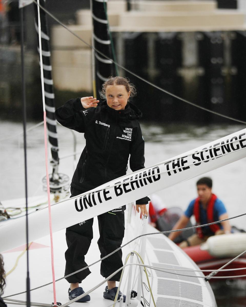 Greta Thunberg docks in New York in the #BigFitoftheDay (Crocs included).