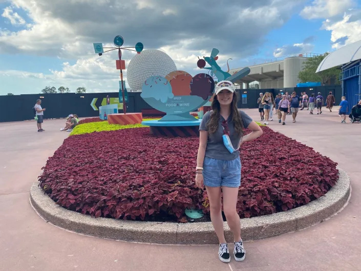 Reporter Amanda Krause at Epcot's 2021 Food & Wine Festival.