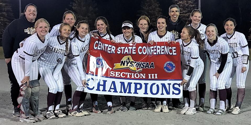 The Canastota Raiders clinched a league softball title with their win in Little Falls Wednesday.