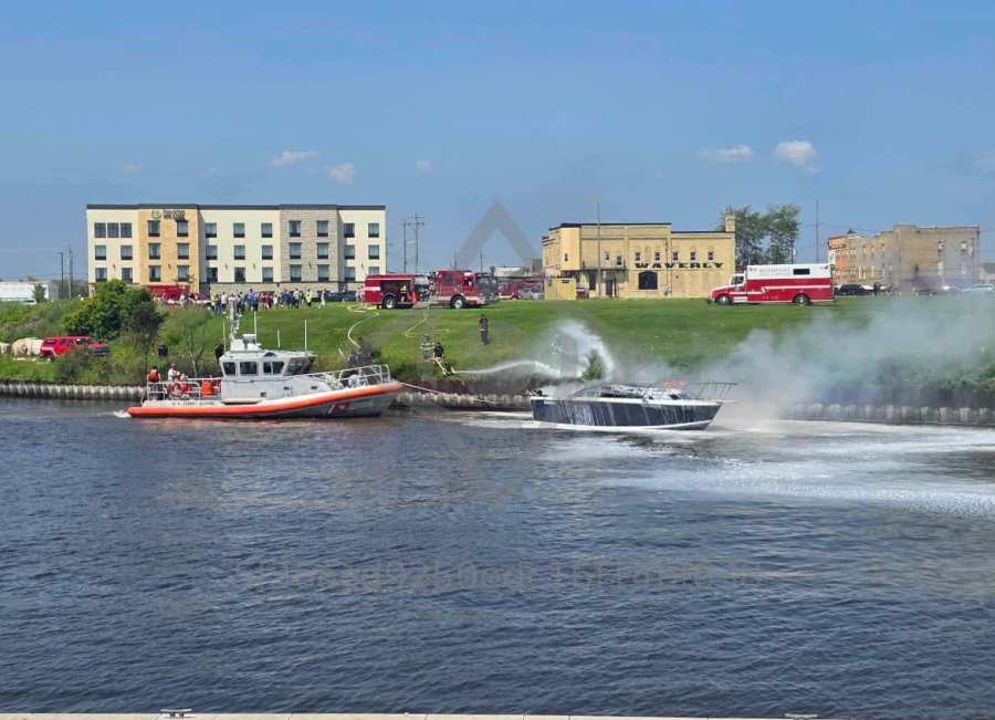 Two Rivers charter fishing boat fire