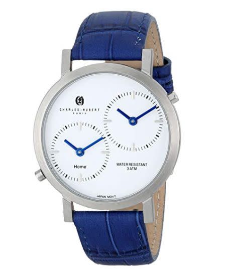 No matter what time zone your loved family member is in, <strong><a href="https://www.amazon.com/d/Mens-Wrist-Watches/Charles-Hubert-Paris-Premium-Collection-Japanese/B00N0IP81K" target="_blank" rel="noopener noreferrer">this unisex watch from Charles-Hubert</a></strong> will help keep you on track. The genuine leather band and stainless steel case is waterproof and features a dual time display. Give this to your cross-country mom or dad so they don&rsquo;t end up calling you at 6 a.m. on a Sunday!