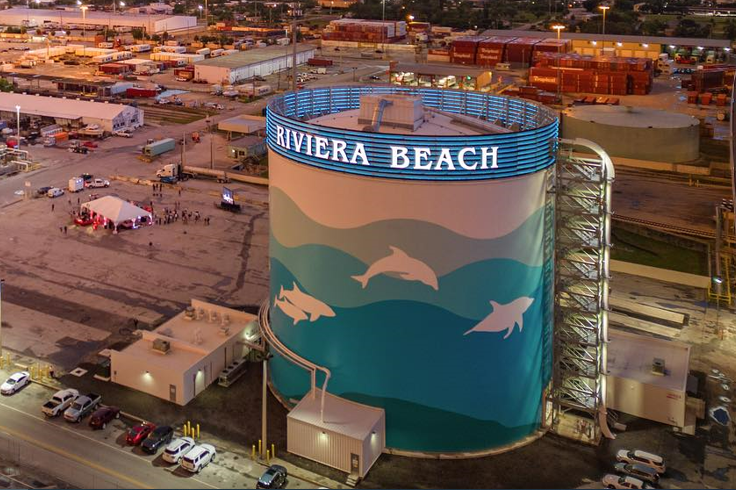 Inflatable structure at Port of Palm Beach stores cement for Ozinga, the port's latest tenant.