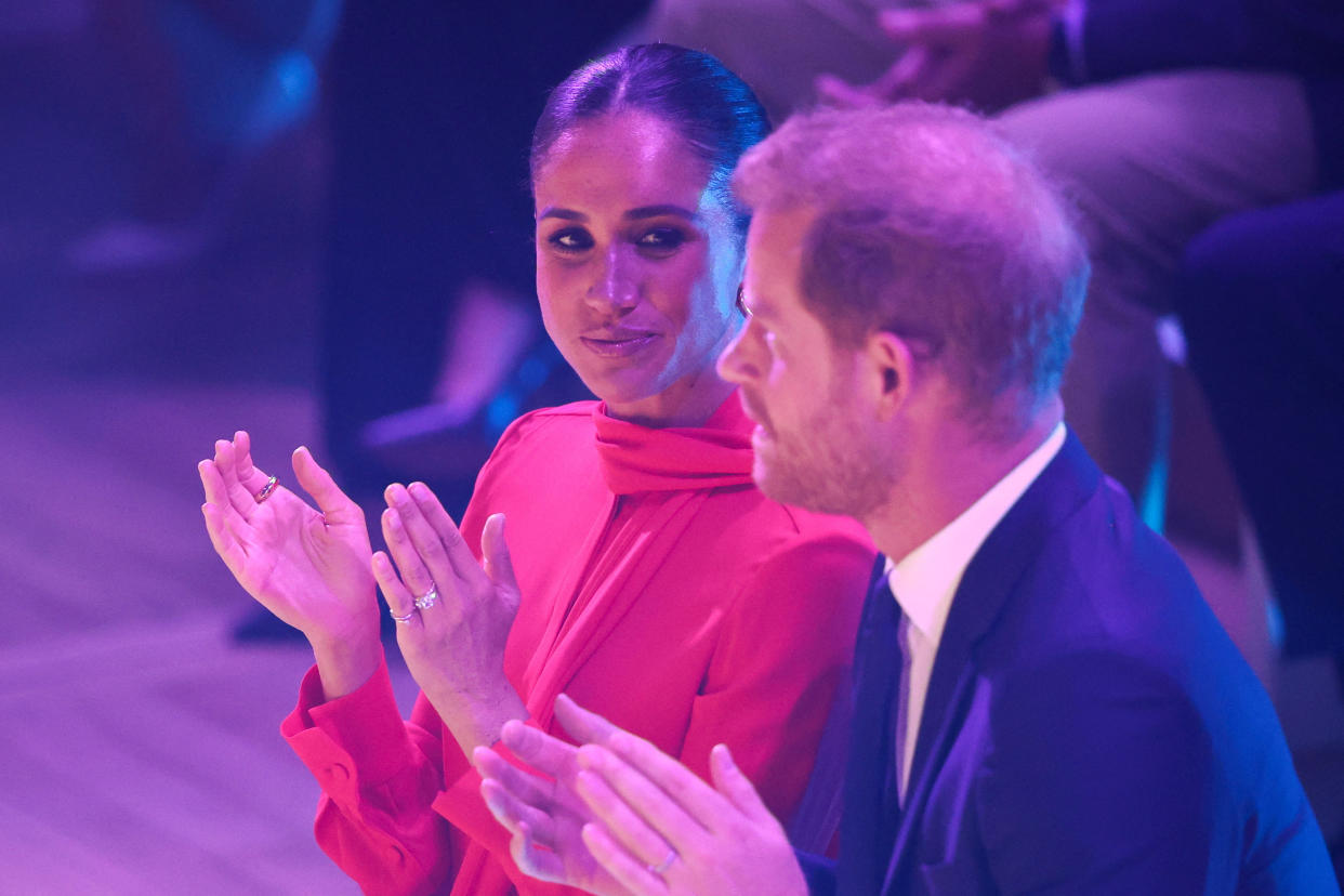 Britain's Prince Harry and Meghan, Duchess of Sussex attend the opening ceremony of the One Young World summit, in Manchester, Britain September 5, 2022. REUTERS/Molly Darlington