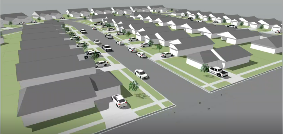 A rendering of East Ridge district, a proposed neighborhood that would be built with the aid of a $2.14 million TIF.