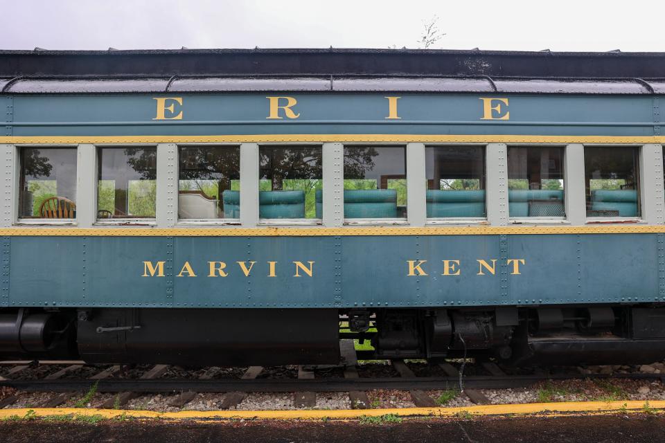 The Marvin Kent train car serves as the Jaycee’s meeting place on Franklin Avenue in downtown Kent.