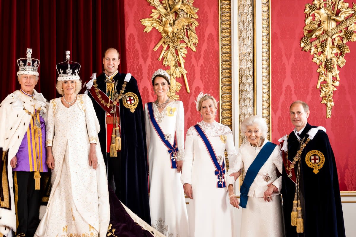 Princess Alexandra lines up between the Duke and Duchess of Edinburgh  (PA)