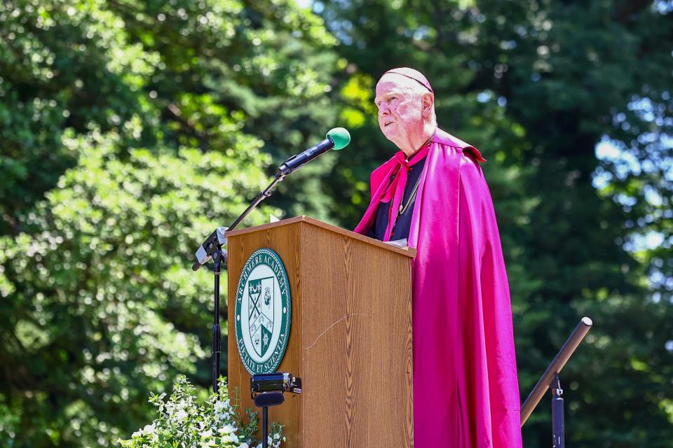 The Most Reverend W. Francis Malooly, D.D. delivers the invocation at Archmere Academy's graduation in Claymont on Sunday, June 6, 2021. 