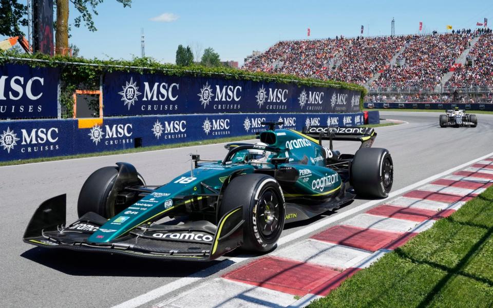 Aston Martin's Lance Stroll, of Canada, comes through the Senna corner at the Canadian Grand Prix in Montreal on Sunday, June 19, 2022 - Ryan Remiorz/The Canadian Press