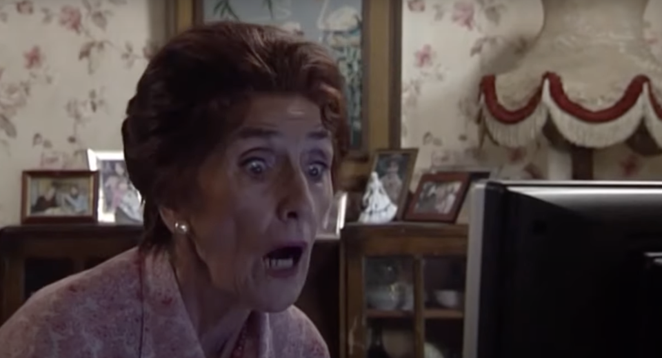 Dot Branning spooked herself with Bradley's computer on EastEnders. (BBC)