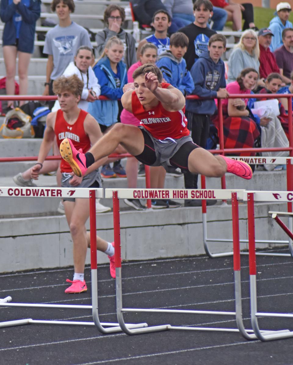Coldwater's Kendall Austin won three events in the Cardinals sweep over