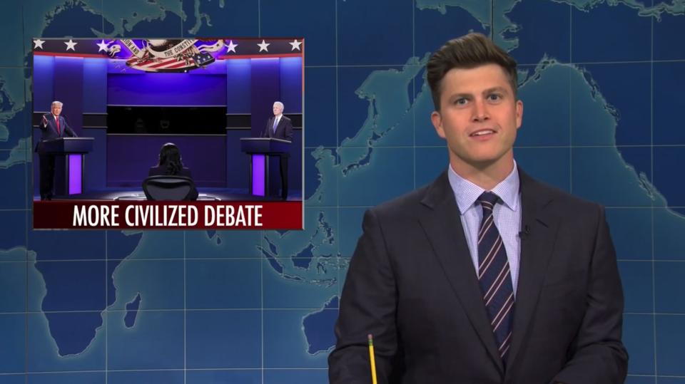 Image: 'Saturday Night Live's' Colin Jost on Weekend Update. (NBC)