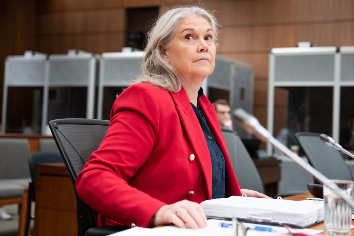 Jody Thomas, national security and intelligence adviser, waits to appear before the Standing Committee on Procedure and House Affairs (PROC) investigating intimidation campaigns against members of Parliament in Ottawa on Thursday, June 1, 2023. (Spencer Colby/The Canadian Press - image credit)