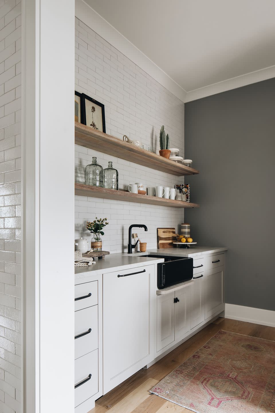 butler pantry ideas white cabinets and warm woods