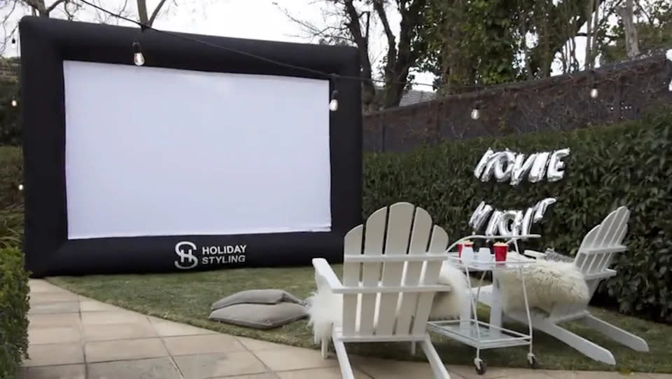 Holiday Styling Inflatable Projector Screen with patio chairs