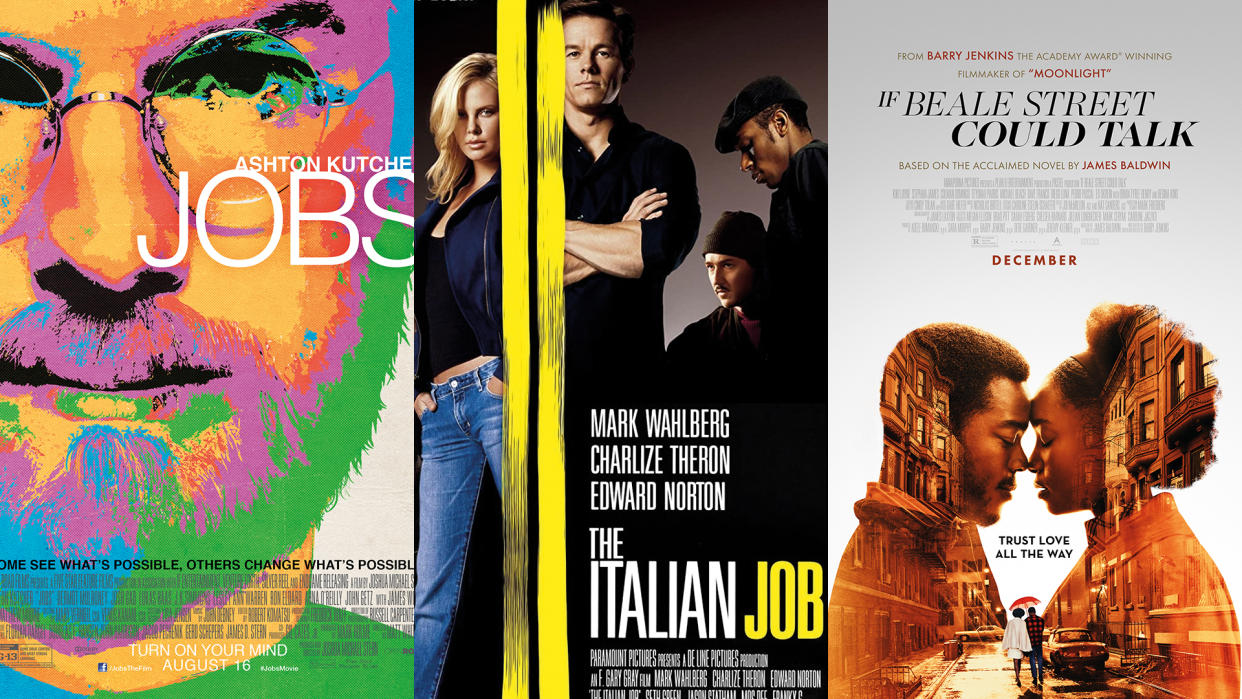  The movie posters of Jobs, the Italian Job and If Beale Street Could Talk 