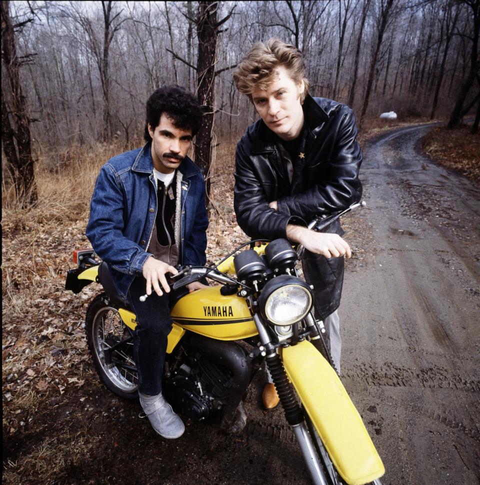 PHOTO: John Oates and Daryl Hall of American pop duo Hall and Oates, New York State, February 1983. (Michael Putland/Getty Images)