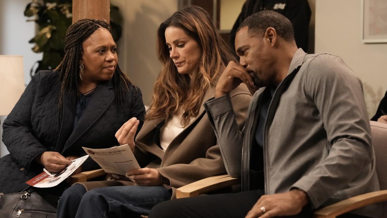  Chandra Wilson, Stefania Spampinato and Jason George on Station 19. 