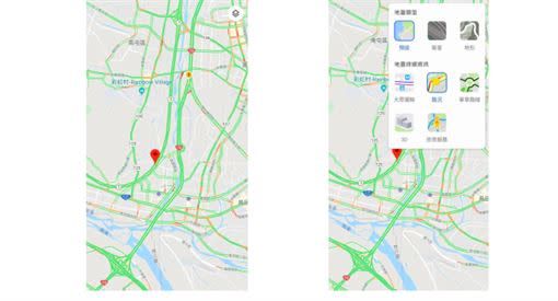 點選右上方就可以選擇路況，顯示路段車流狀況。（圖／Google提供）