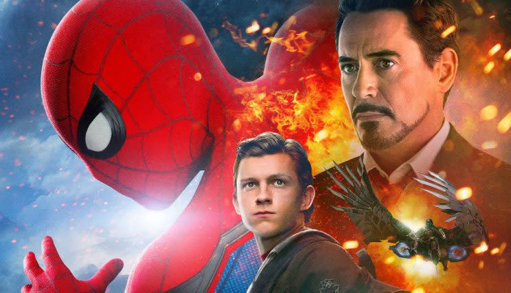 Busy… the new Spider-Man: Homecoming poster is getting a ribbing online – Credit: Sony