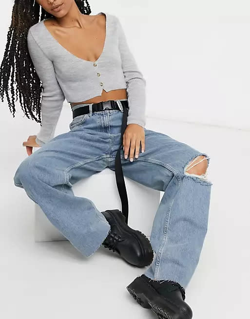 COLLUSION 90s baggy extreme dad jeans in vintage blue wash