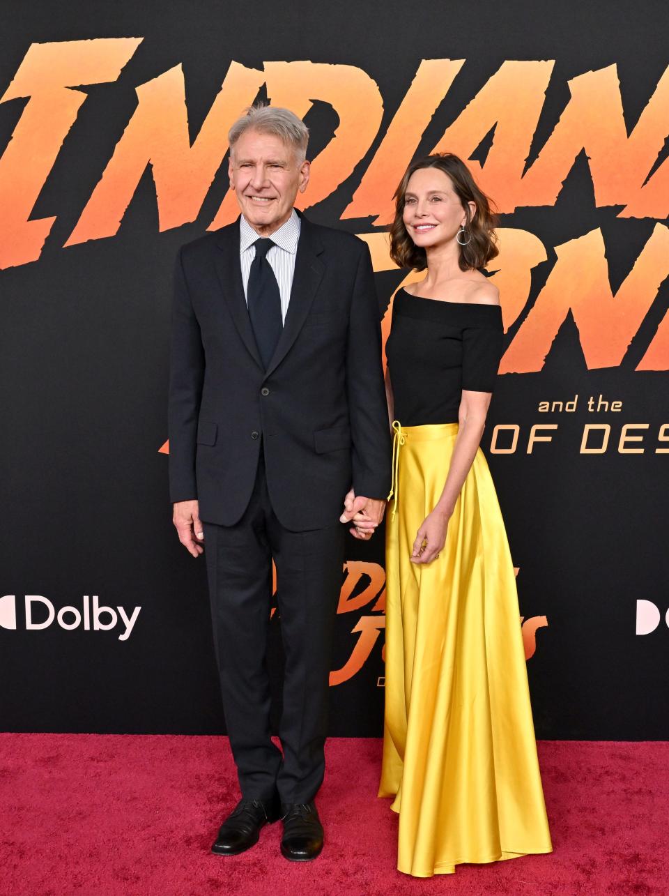 Harrison Ford and Calista Flockhart attend the Los Angeles Premiere of "Indiana Jones and the Dial of Destiny" on June 14, 2023.