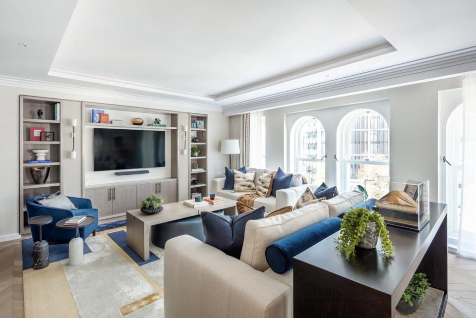 The dual aspect trophy apartment overlooks Harvey Nichols through deep bay, mullioned, arched windows in what is considered one of London’s golden postcodes (DBOX)