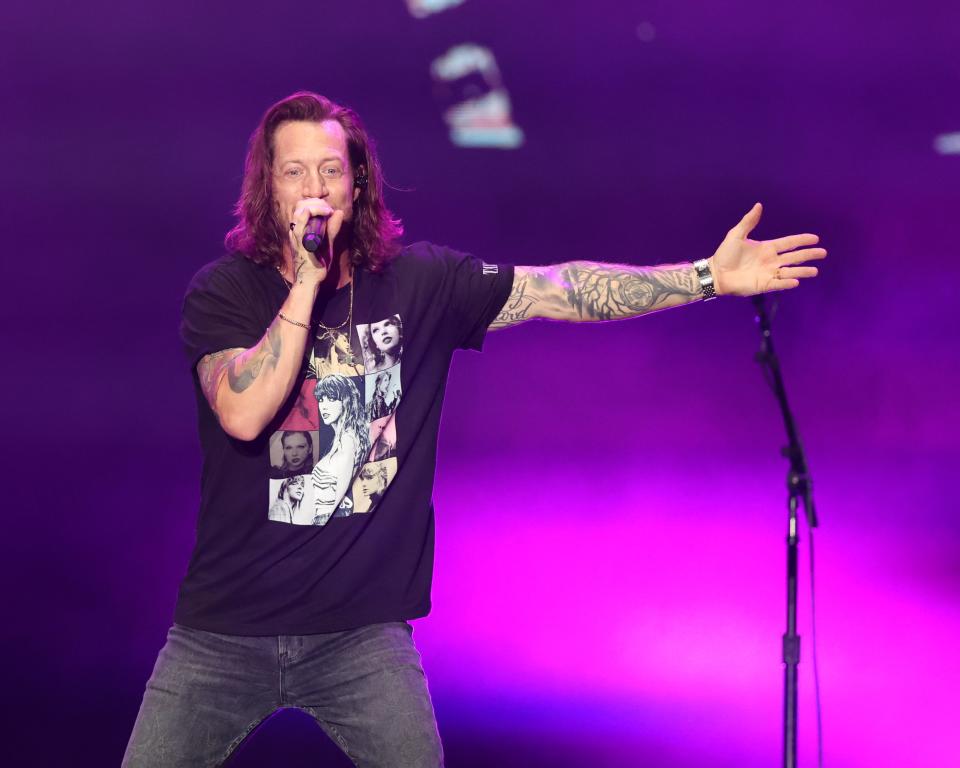 Country singer Tyler Hubbard, best known as a member of the Nashville-based duo Florida Georgia Line, performed at the 2023 Iowa State Fair on Aug. 11, 2023, in Des Moines.