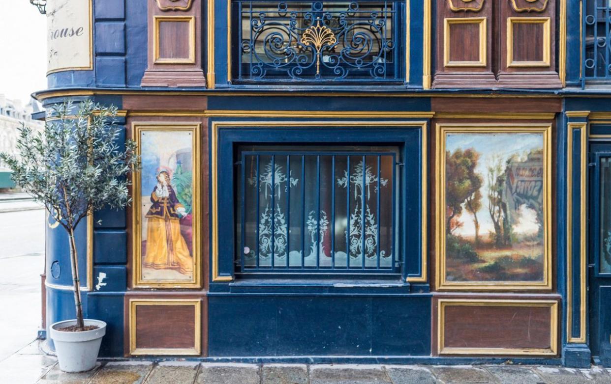 The exterior of the historic Café Laperouse on the Left Bank of Paris