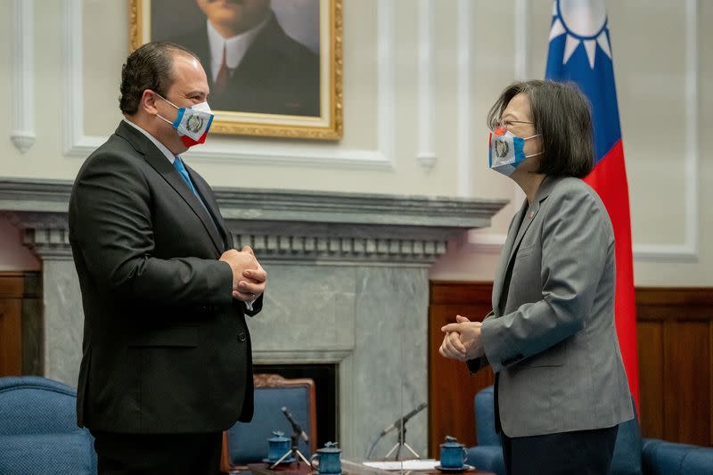 Taiwan President Tsai Ing-wen meets Guatemala's Foreign Minister Mario Bucaro in Taipei