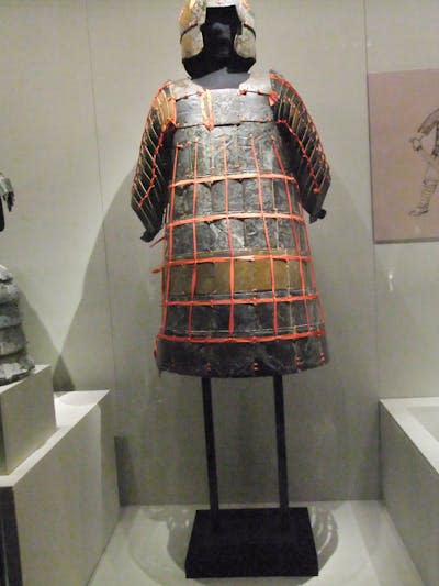 A suit of armour made of leather.