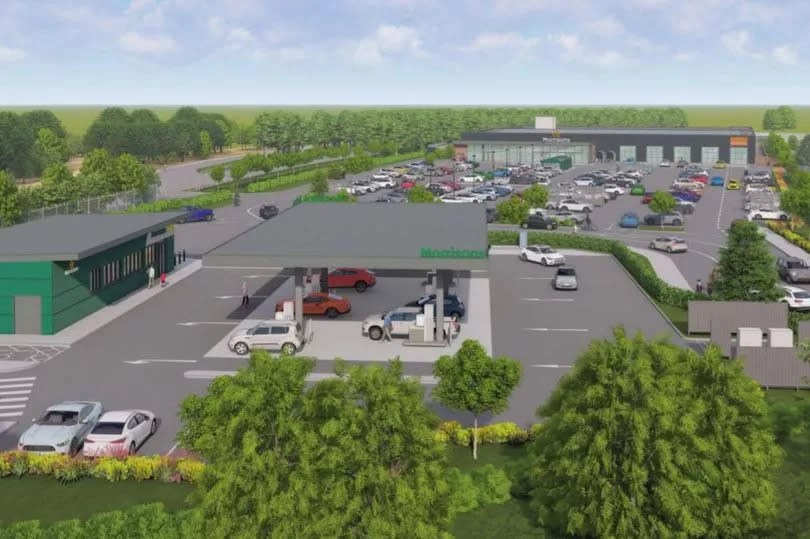 A CGI shows the lay out of Nuneaton Morrisons store and petrol station