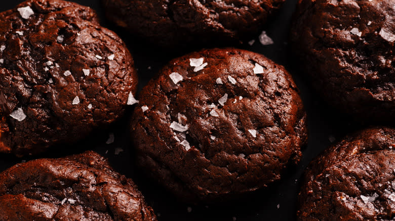Chocolate cookies with Maldon salt