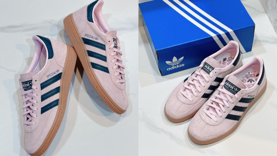 2024粉色球鞋推薦：adidas Originals HANDBALL SPEZIAL，NT$3,690。圖片來源：編輯拍攝