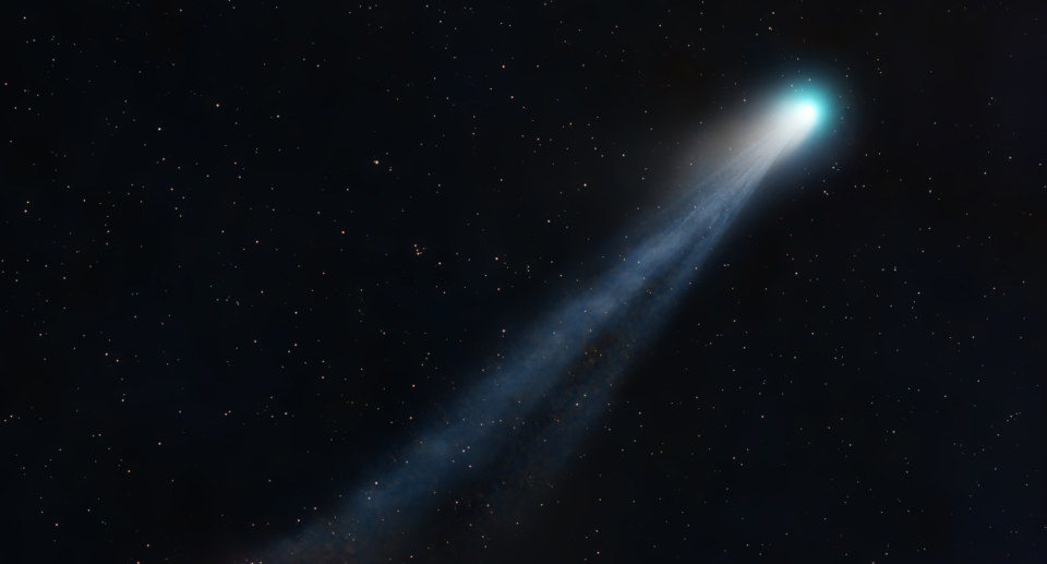 Imagen de 12P/Pons-Brooks, conocido como el cometa del diablo, en el cielo.