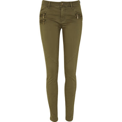 Beige Zip Skinny Combat Trousers by River Island