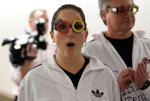 Members of the US group Consumer Watchdog dress as members of the "Google Track Team" ahead of an antitrust hearing on Google in September 2011 in Washington, DC. They pretended to track unsuspecting people to draw attention to Google's privacy policies. Google rolled out its new privacy policy allowing the firm to track users across various services to developed targeted advertising