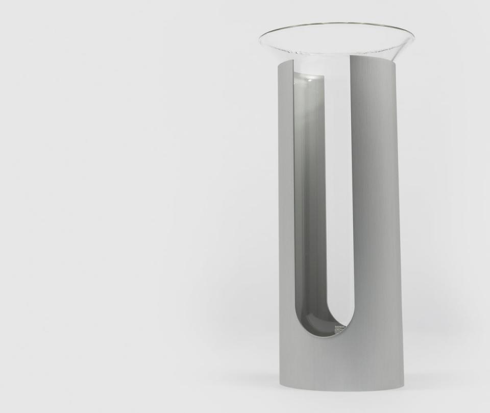 Camicia, glass flower vase with aluminium cylinder (Danese Milano/Triennale Milano)