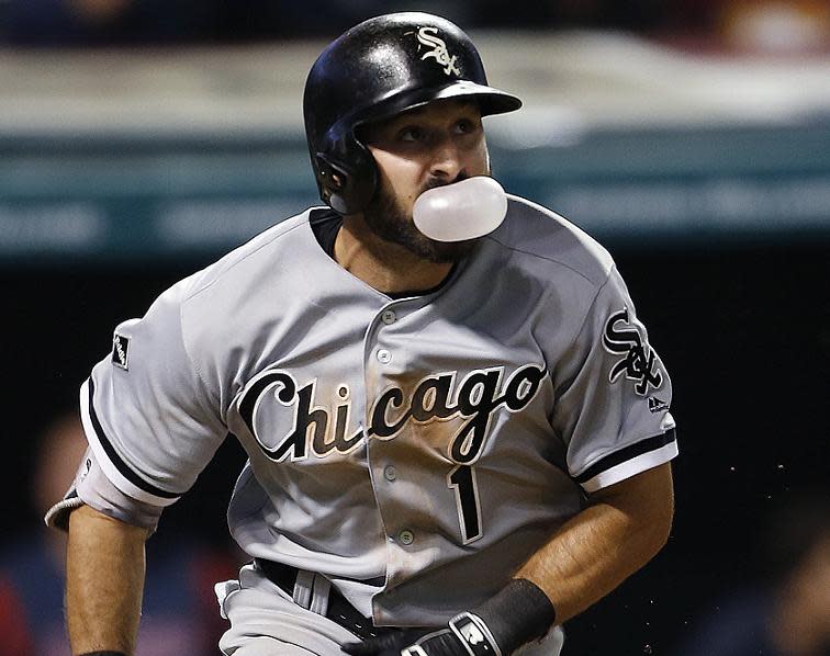 Adam Eaton celebrates his game-winning grand slam with another bubble. (AP)