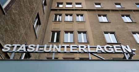 The entrance to the central archive office of the former East German Ministry for State Security (MfS), known as the Stasi, is seen in Berlin, Germany, March 12, 2019. Picture taken March 12, 2019. REUTERS/Fabrizio Bensch