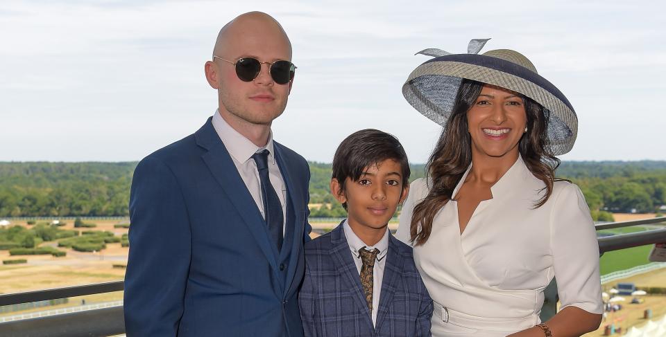 Ranvir Singh with boyfriend Louis Church and son Tushaan. (Getty Images)
