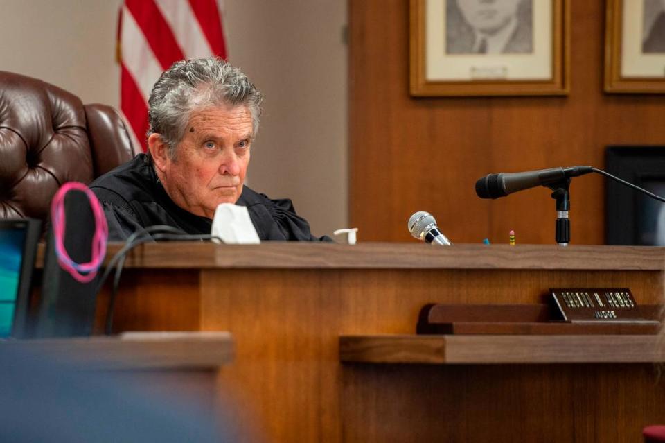 Judge Gaston Hewes presides over a pre-trial hearing for Joesph David Heard in Harrison County Court in Biloxi on Wednesday, May 18, 2022.