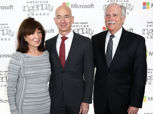 <p>Leah Puttkammer/Getty</p> Jeff Bezos and parents Miguel and Jacklyn, attend the Smithsonian Magazine's 2016 American Ingenuity Awards at National Portrait Gallery on December 8, 2016.